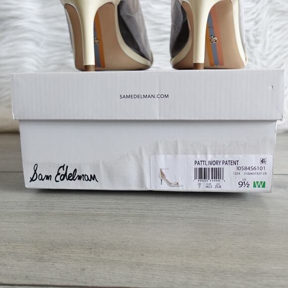 Sam Edelman Patti Ankle Strap Sandal Cream Patent New size 9.5W Wide - Picture 6 of 16